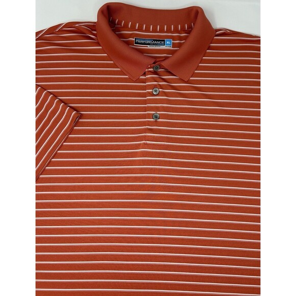Roundtree and Yorke  Performance Mens Orange and White Short Sleeve Polo Size XL - Picture 1 of 10